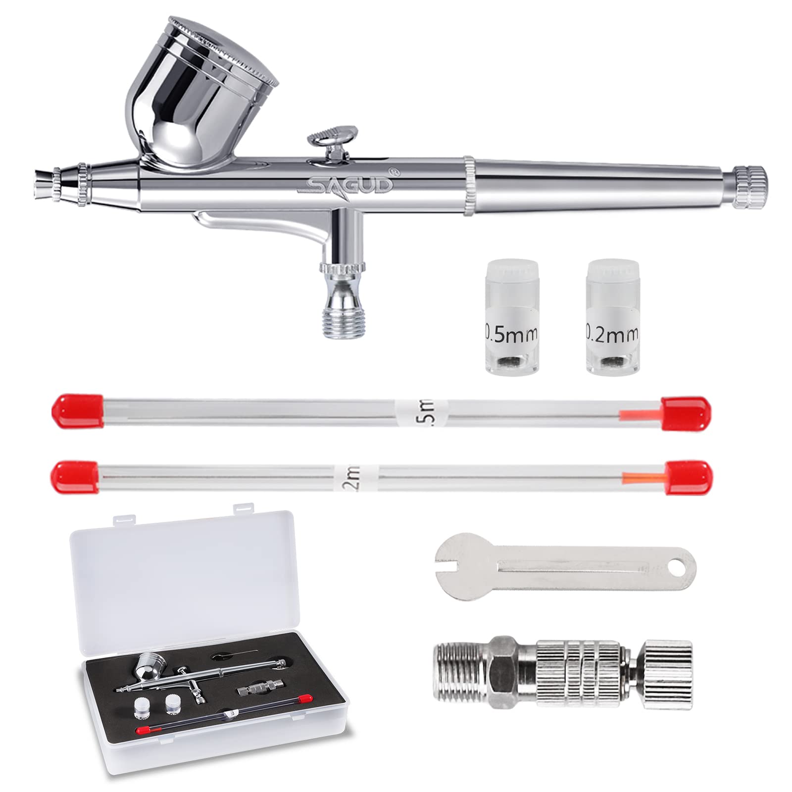 Amazon.com: SAGUD Dual-Action Airbrush Kit 0.3mm Air Brush Gun